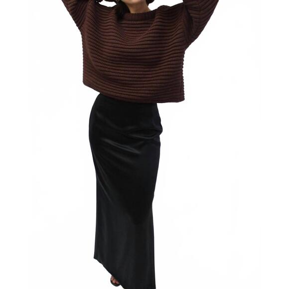 NEW NA NIN romy pima cotton first edition sweater in cocoa